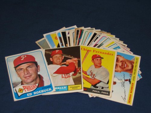 25 Different Vintage Philadelphia Phillies Topps Baseball Cards from 1955-1969 - Shipped in Protective Display Album!
