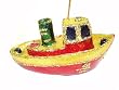 Glitter Drenched Tugboat Ship Christmas Ornament