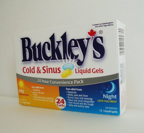 BUCKLEY'S COLD & SINUS 24 Liquid Gels 24 Hour Pack Day/Night