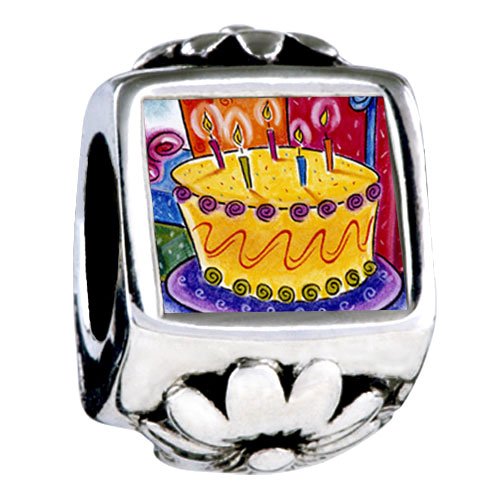 Soufeel Geburtstagskuchen mit Kerzen Blume European Beads