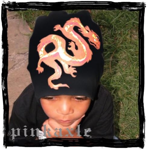 Pink Axle Infant/Toddler Hats (Large 12-18 Months, Black with Orange Dragon)