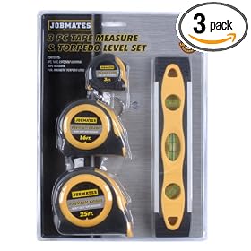 KR Tools 10555 Tape Measure Set with Level, 3-Piece by KR Tools