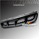 Genki Tuning - 1999-2000 Honda Civic 2 Door / 3 Door / 4 Door Mugen Style Version 2 ABS Front Hood Black Mesh Grill Grille 99 00 2Dr 3Dr 4Dr