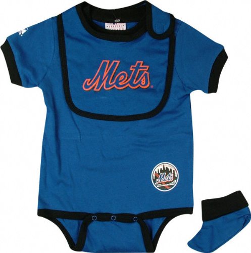 New York Mets Baby Bib and Bootie Creeper Set