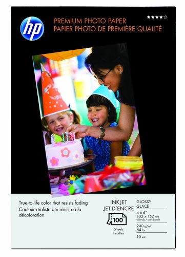 HP Premium Photo Paper, Glossy (100 Sheets, 4 x 6 Inches with Tab)