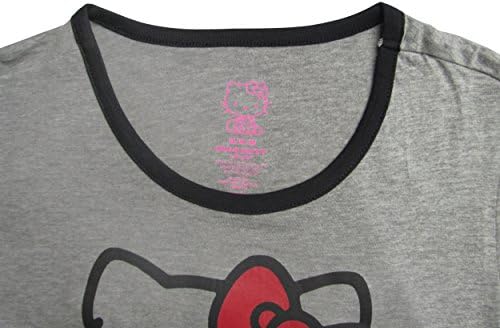 "Hello Kitty" Womens 2 pc/set Printed Campus Cutie Pajama Set.(Medium, Heather Grey)