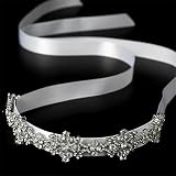 Ribbon Bridal Headband with Vintage Rhinestone 375