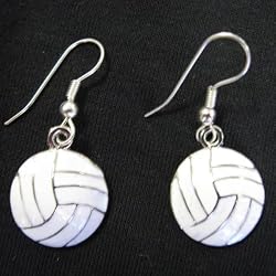 Round Pewter Volleyball Earrings