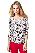  Per Una Ruched Side Floating Feather Print Top