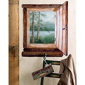 Wallies 13441 Cabin Window Wallpaper Mural
