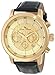 Lucien Piccard Men's 12011-YG-010 Monte Viso Chronograph Gold Tone Textured Dial Black Leather Band Watch