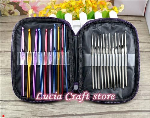 22pcs Mixed Aluminum Handle Crochet Hook Knitting Knit Needle Weave Yarn Set