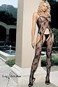 Leg Avenue - Spitzen-Bodystocking, Rosenmuster, Strapslook - One Size - Schwarz - 8422