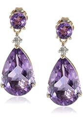 10k Yellow Gold, Gemstone, and Diamond Drop Earrings (2 cttw, I-J Color, 12-13 Clarity)