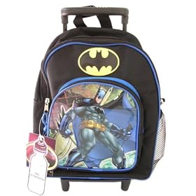 Batman Rolling Backpack : Kid size School Backpack Luggage by Fast Forward