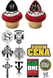 24 WWE Wrestling Cupcake Rings with 20 WWE Stickers and Tats