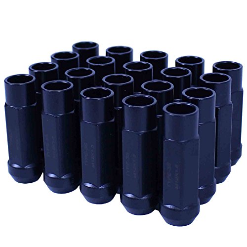Godspeed New Type 3-X BLACK 12mm x 1.50 Thread Size Cold Forged SCM-435 Steel Black Finish Open End Lug Nut, (pack of 20)