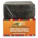 16 Oz Raw African Black Soap Bar From Ghana - FREE EBOOK - Body Wash, Shampoo & Face Wash - Authentic Organic Homemade Soap with Coconut Oil & Shea Butter - Helps Clear Skin, Acne, Eczema, Psoriasis