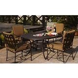 Darlee Malibu Aluminum Outdoor Patio Dining Set With Ice Bucket And Cushions - 52 Inch Round - Antique Bronze