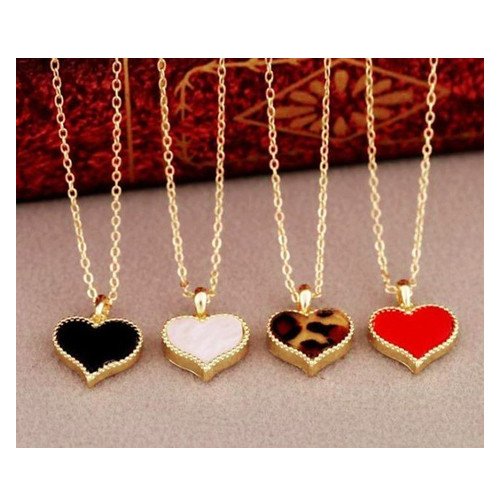 ChineOn Korean Fashion Beautiful Enamel Love Heart Shape Gold border Necklace Pendant