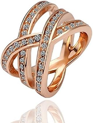 Rose Gold Plated Fashion Ring with White Austrian Crystals Fashion Jewelry, Casual Jewelry