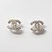 Sterling Silver Plate Double CC Chanel Logo Earrings With Crystals By Kurtzy