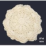 6PCS 8" Round Crochet Lace Doily BEIGE 100% Cotton Handmade, Set of 6 Pieces