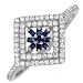 Ring With 0.65ctw Precious Stones - Genuine Clean Diamonds and Sapphires Well Made in 14K White Gold - Certificate Available.