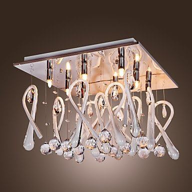 Modern Crystal Flush Mount with 8 Lights Curve Design