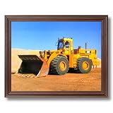 Caterpillar Cat 988B Heavy Wheel Loader Home Decor Wall Picture Cherry Framed Art Print