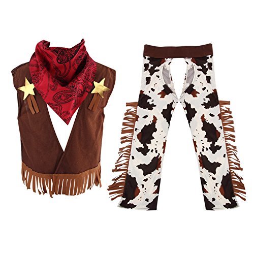 Acediscoball Boys  Cowboy Costume Outfit Fancy Dress West Rodeo Halloween Party S(8)