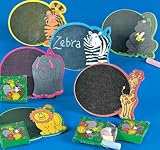 12 Cardboard Zoo Animal Magnetic Chalkboard Sets, Party Favors