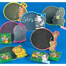 12 Cardboard Zoo Animal Magnetic Chalkboard Sets, Party Favors