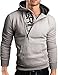 Grin&Bear Slim Fit Half Zip Hoodie Jacket Embroidered Sweatshirt, Grey Melange, M, GEC401