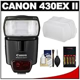 Canon 430EX II Speedlite Flashm, Sto-Fen Omni-Bounce Diffuser,4 Batteries and amp; Charger for Canon EOS 7D, 5D, 60D, 50D, Rebel T3, T3i, T2i, T1i, XS Digital SLR Cameras