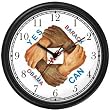 Black & White Hands and Forearms Interlocking - Yes We Can No.1 - President Barack Obama Commemorative Wall Clock by WatchBuddy Timepieces (Hunter Green Frame)