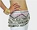 H:oter Three-Row Silver Coins Belly Dance Wrap & Hip Scarf, Classical Pyramids Style