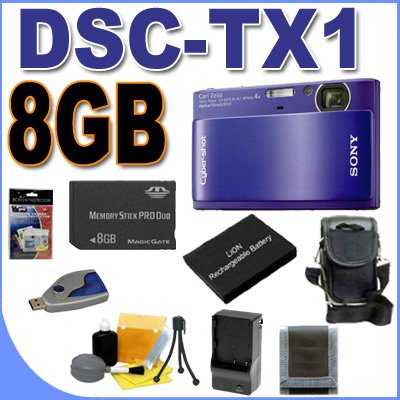 51vUDXlhuEL #1. Cheap Sony Cyber shot DSC TX1/L 10MP Exmor R CMOS Digital Camera w/4x Optical Zoom (Blue) 8GB BigVALUEInc Accessory Saver NPBD1 Battery/Rapid Charger Bundle by Sony
