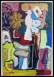 Still Life with Bird, Original Oil Painting By Listed Artist Judith Deim (Barbara Stevenson) - Unframed Artwork
