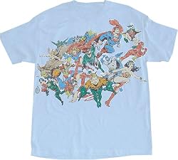 DC Comics Superheros Distressed Light Blue T-Shirt