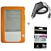 Orange Color Amazon Kindle 2 E-Book Reader Silicone Rubber Skin Case + Kindle2 Car Charger + FREE Kindle2 Anti Scratch LCD Screen Protector