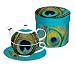 Paperproducts Design Paradise Peacock Tea for One Set, Includes Teapot, Cup and Saucer