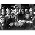 Russian Woman Grimly Holding a Slab of Meat as Other Peasant Women Staunchly Stand By Photographic Poster Print by Margaret Bourke-White, 24x18