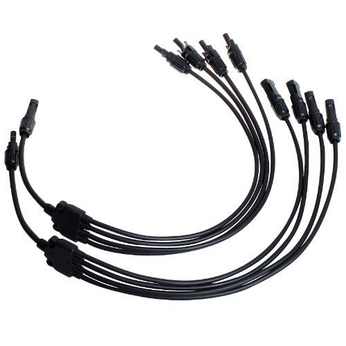 Signstek Y Branch MC4 Solar Panel Adaptor Cable Connector (1, M/FFFF and F/MMMM)