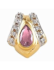18K Yellow Gold Pear Cut Pink Tourmaline and Diamond Pendant -- LIFETIME WARRANTY