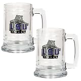 NCAA Louisiana State Fightin Tigers Two Piece 15-Ounce Glass Tankard Set