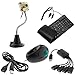 GTMax 5pcs- 8MP USB Webcam with Microphone/Snapshot/4 LED Lights/Stand + USB Handheld Trackball Finger Mouse + USB/PS2 Flexible Silicone Keyboard + 4-Port USB 2.0 Hub +6FT USB 2.0 Extension Cable Type A MF For Laptop Computer Desktop Notebook