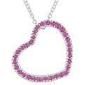 Silver Created Pink Sapphire Heart Pendant - Pink