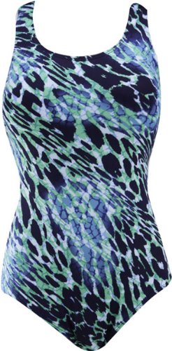 The Finals Women's Fitness Jungle Print U-Back Swimsuit, Blue, 10 On Sale