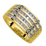 10K Yellow Gold 1 ct. 4 Row Round Brilliant Cut Diamond Ring